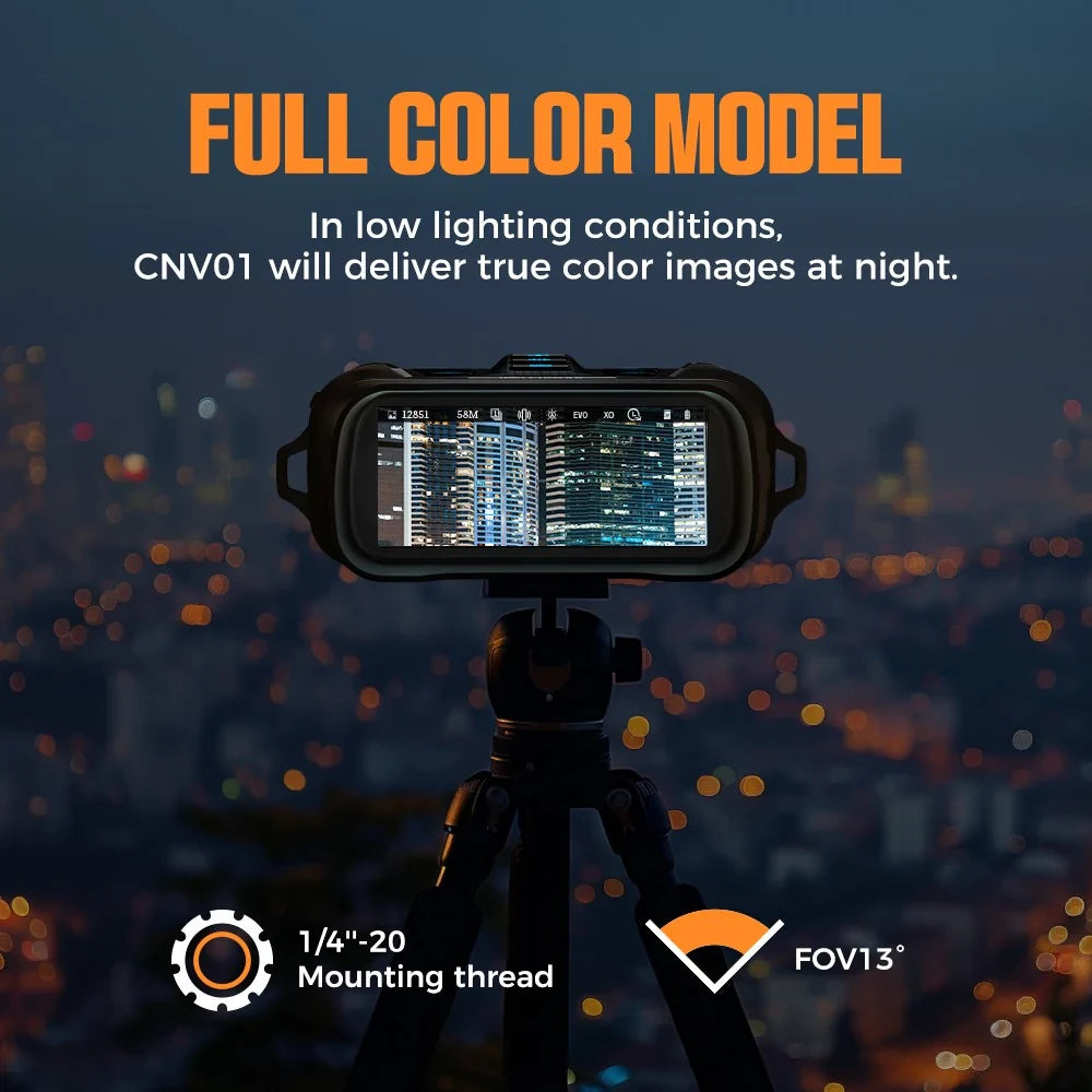 CNV01 4K Night Vision Binoculars 600M Range 3.99" HD Display 5X Digital Zoom Infrared Spotlight 512GB Expandable Memory Rechargeable Battery