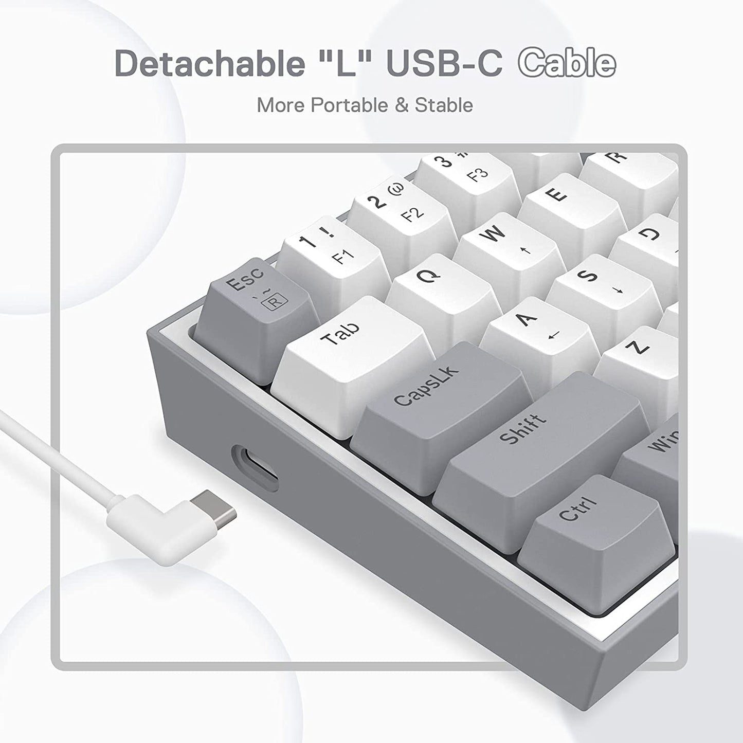 K617 Fizz 60% RGB Wired Gaming Keyboard - Compact 61 Keys Hot-Swap Mechanical with White & Grey Keycaps, Linear Red Switch, Pro Driver/Software Support