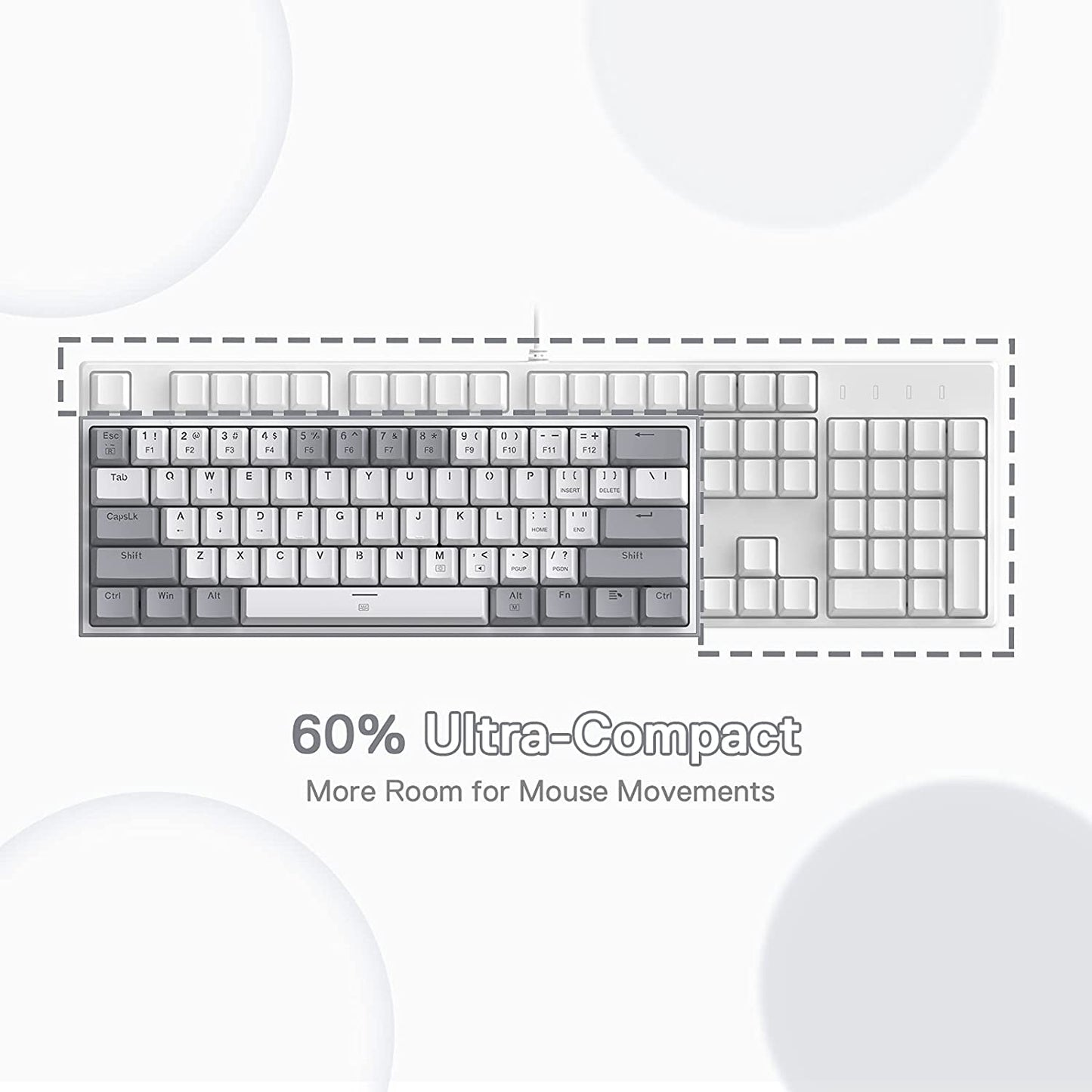 K617 Fizz 60% RGB Wired Gaming Keyboard - Compact 61 Keys Hot-Swap Mechanical with White & Grey Keycaps, Linear Red Switch, Pro Driver/Software Support