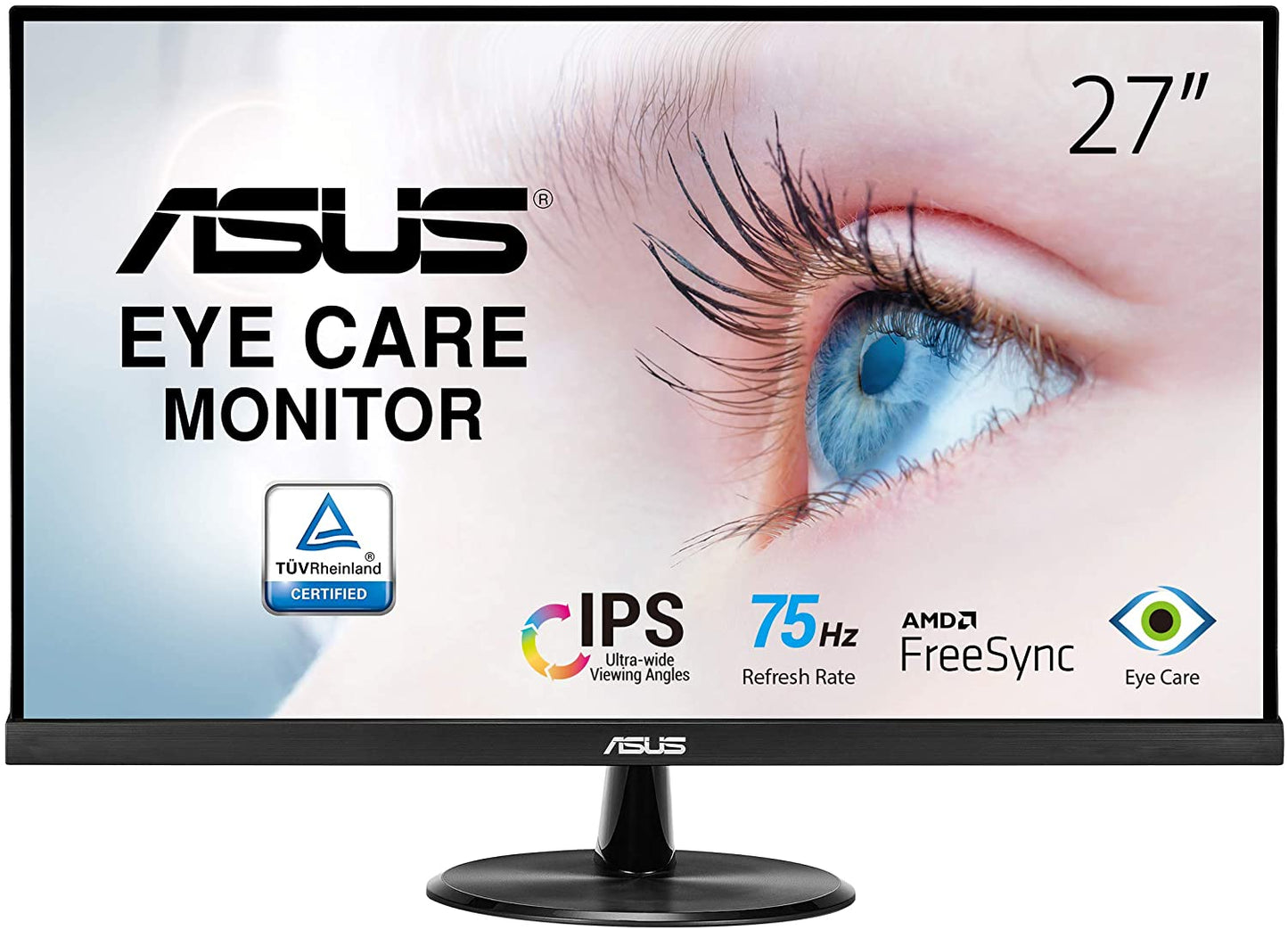 VP279HE 27" Full HD IPS Monitor - 75Hz, Adaptive-Sync, Eye Care, Frameless Design, VESA Mountable