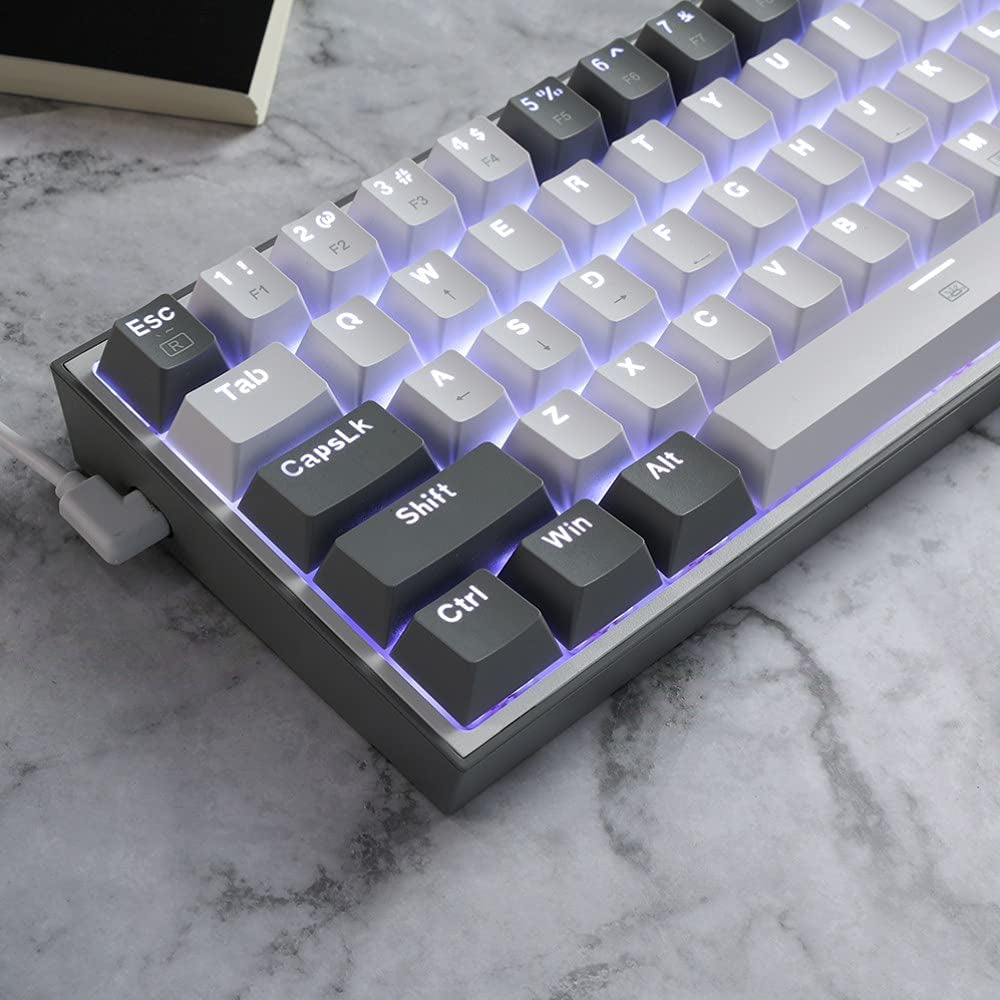 K617 Fizz 60% RGB Wired Gaming Keyboard - Compact 61 Keys Hot-Swap Mechanical with White & Grey Keycaps, Linear Red Switch, Pro Driver/Software Support