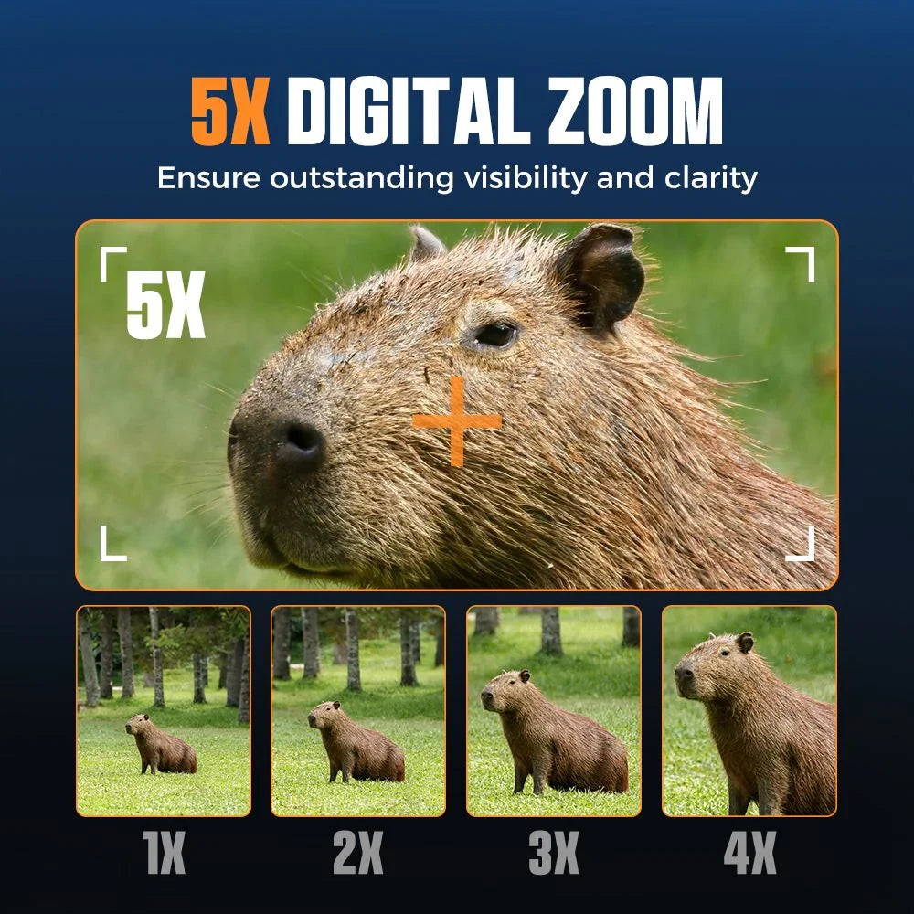 CNV01 4K Night Vision Binoculars 600M Range 3.99" HD Display 5X Digital Zoom Infrared Spotlight 512GB Expandable Memory Rechargeable Battery