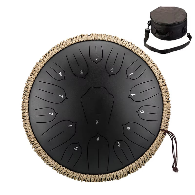 15-Note Glucophone Steel Tongue Drum - 13 Inch Ethereal Percussion Instrument for Relaxation and Creativity