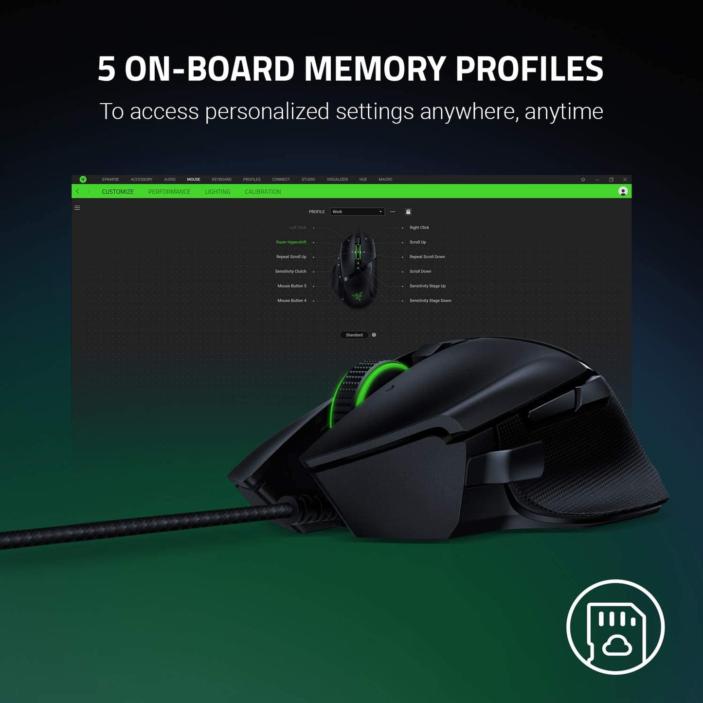 Basilisk V2 Wired Gaming Mouse - 20K DPI Sensor, Ultra-Fast Switch, RGB Lighting & 11 Programmable Buttons in Classic Black
