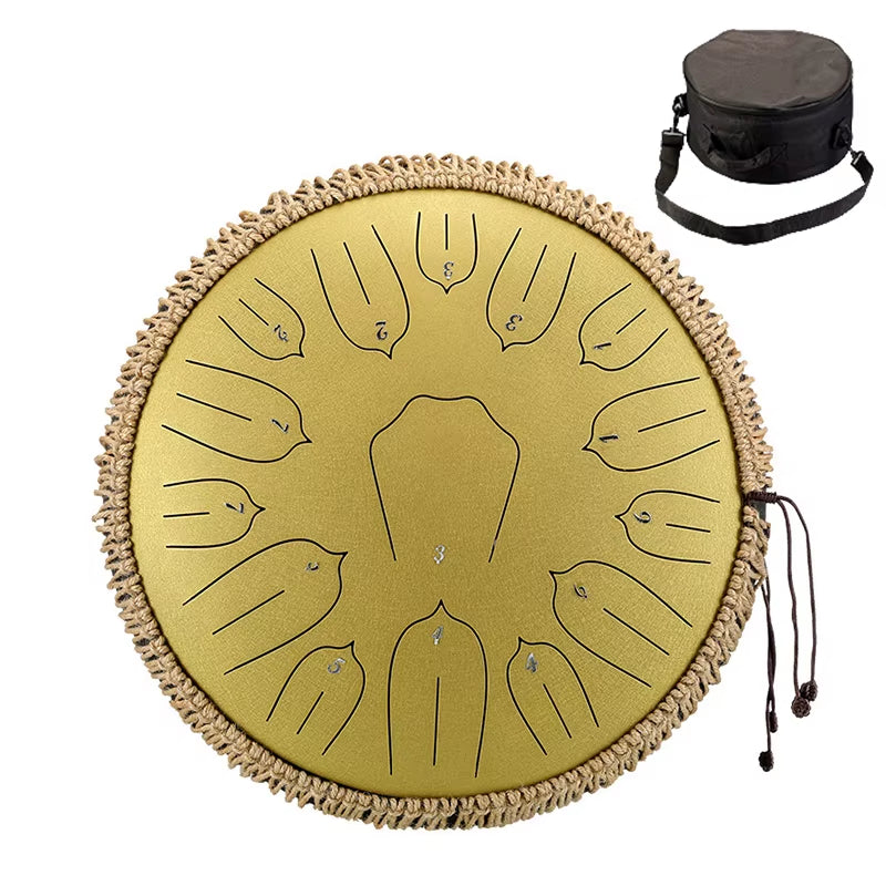 15-Note Glucophone Steel Tongue Drum - 13 Inch Ethereal Percussion Instrument for Relaxation and Creativity