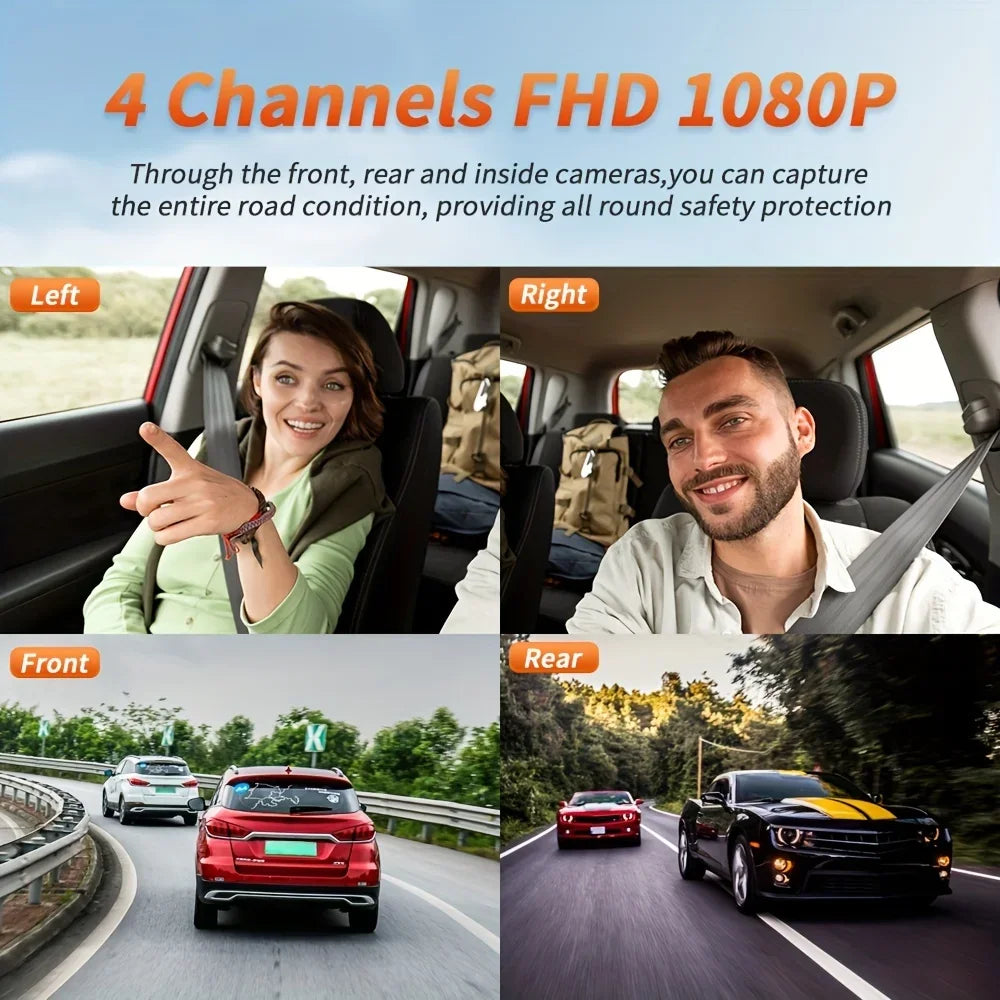 360° 4CH GPS Dashcam with WiFi, Night Vision & 24H Parking Monitor - Complete Car Security Solution!