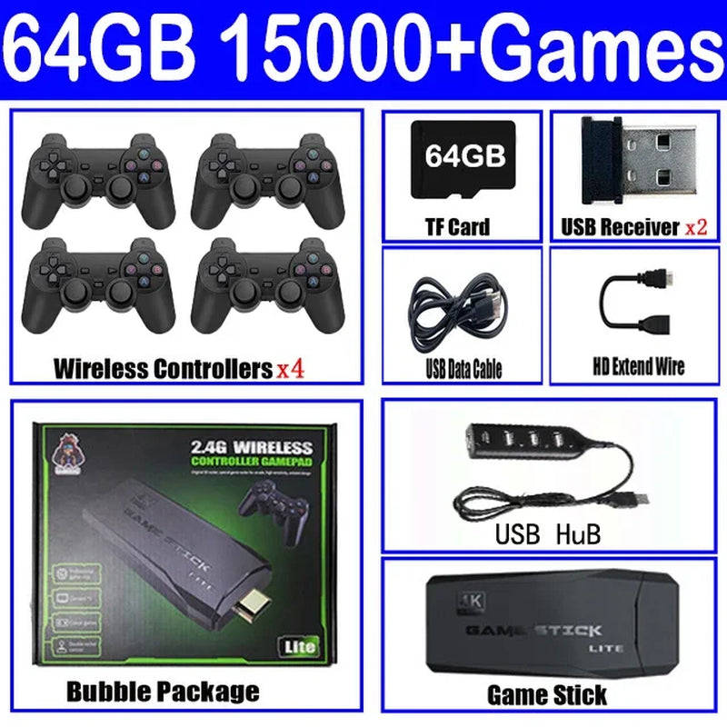 M8 Retro Video Game Console - 2.4G Wireless Stick with 10000 Games, 4K Output, Portable Dendy Gaming for TV