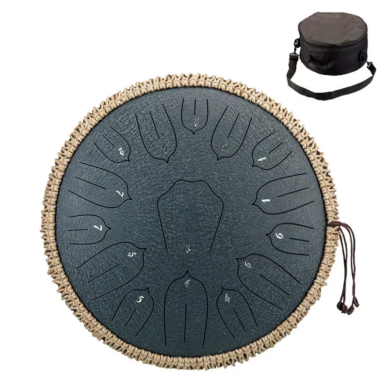 15-Note Glucophone Steel Tongue Drum - 13 Inch Ethereal Percussion Instrument for Relaxation and Creativity