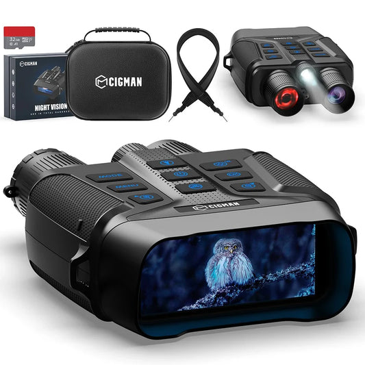 CNV01 4K Night Vision Binoculars 600M Range 3.99" HD Display 5X Digital Zoom Infrared Spotlight 512GB Expandable Memory Rechargeable Battery