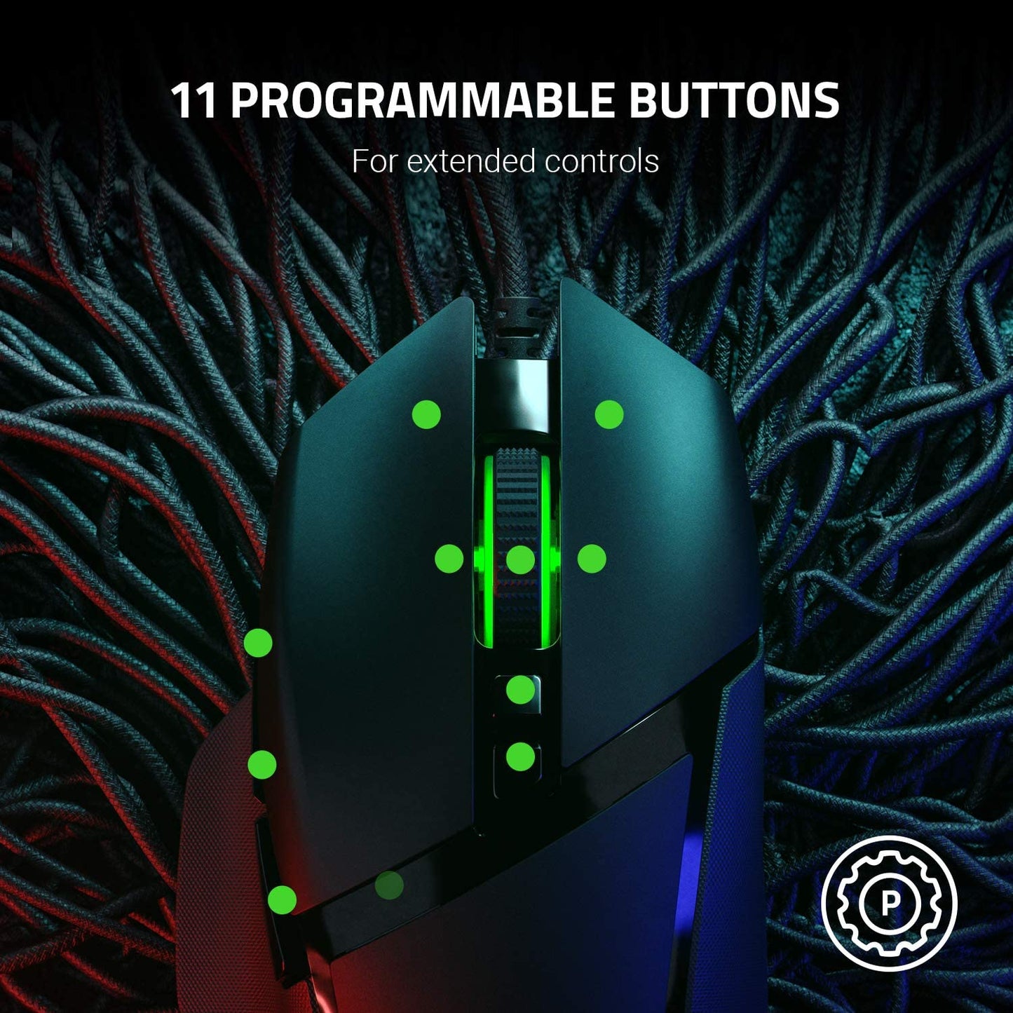 Basilisk V2 Wired Gaming Mouse - 20K DPI Sensor, Ultra-Fast Switch, RGB Lighting & 11 Programmable Buttons in Classic Black