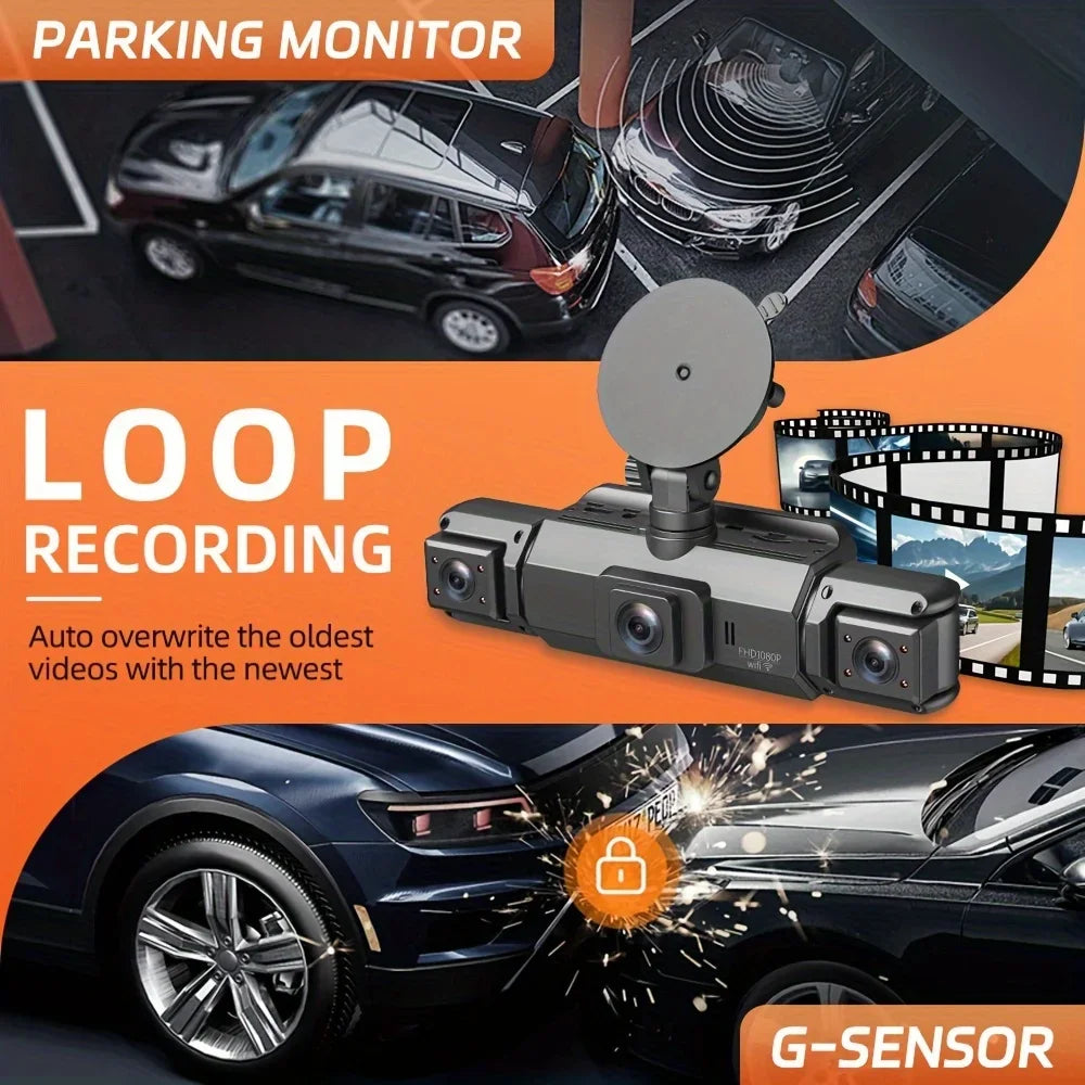 360° 4CH GPS Dashcam with WiFi, Night Vision & 24H Parking Monitor - Complete Car Security Solution!