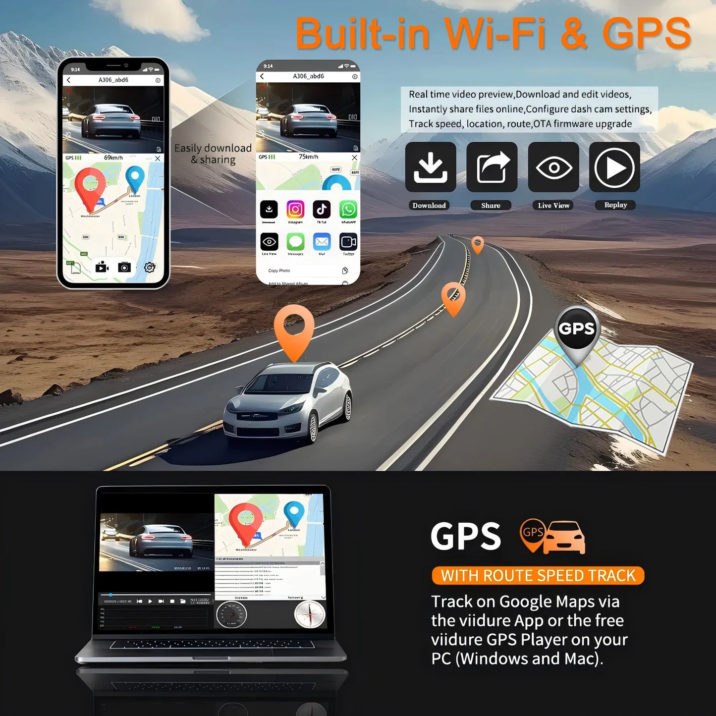 360° 4CH GPS Dashcam with WiFi, Night Vision & 24H Parking Monitor - Complete Car Security Solution!