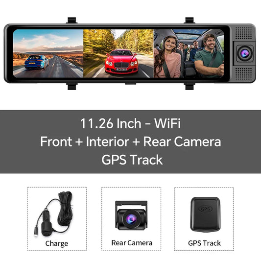 3 Camera Dash Cam 4K Car DVR Front inside Rear 1080P GPS Tracking Night Vision Video Registrator Dashcam Parking Monitor