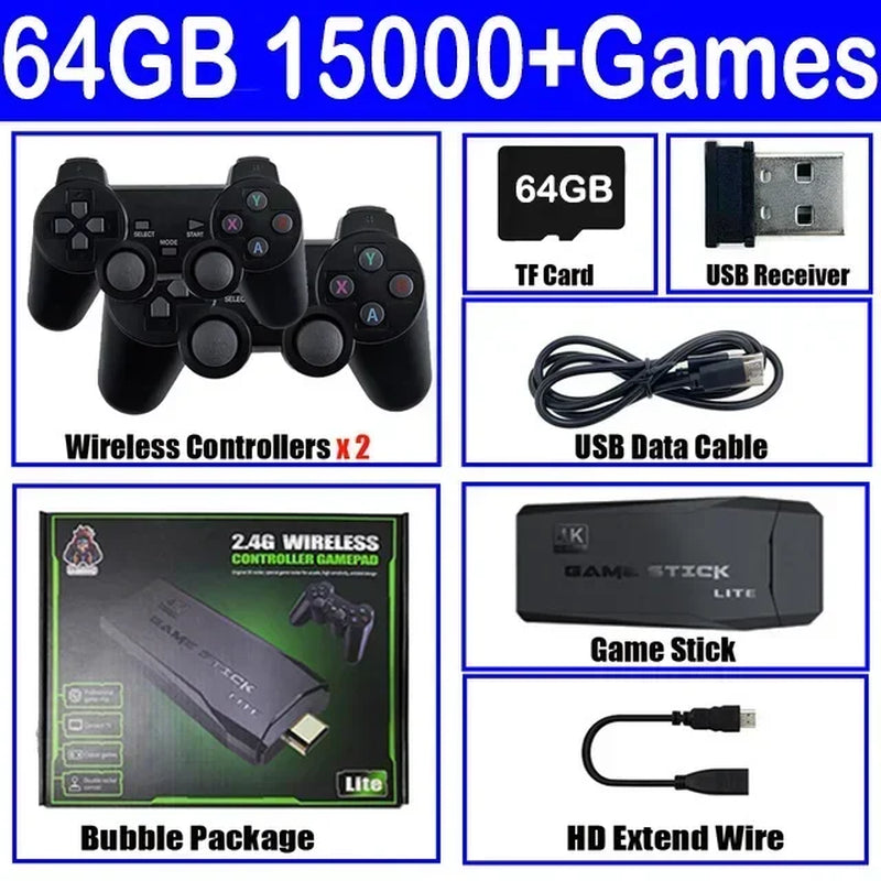 M8 Retro Video Game Console - 2.4G Wireless Stick with 10000 Games, 4K Output, Portable Dendy Gaming for TV