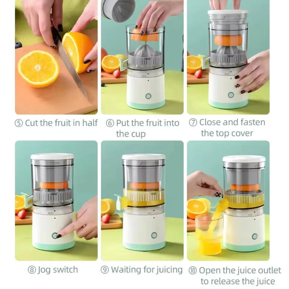 Portable Wireless Juicer - Automatic USB Rechargeable Fruit Extractor for Fresh Orange & Lemon Juice